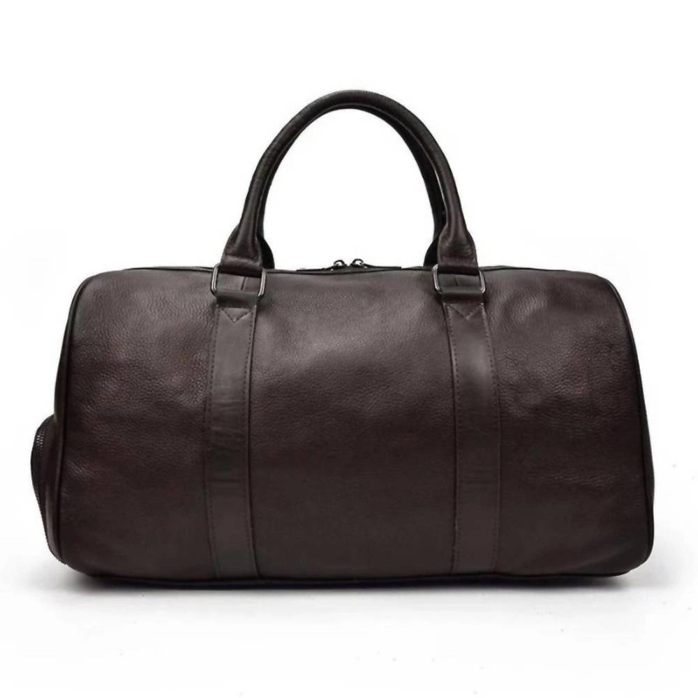 NEW STEEL HORSE LEATHER men's endre weekender vintage leather duffle bag in brow